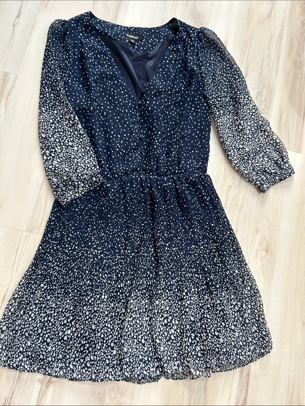 bebe Navy and White Dot Print Girls' Dress